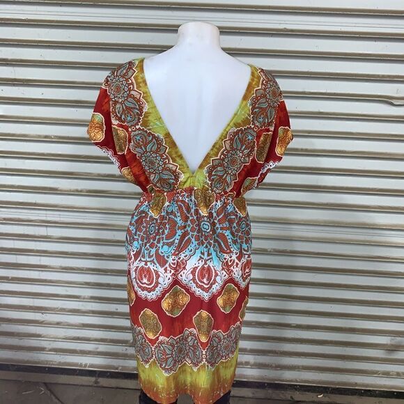 Maurice’s dress career deep v front and back floral geometric design size XL - Picture 7 of 8